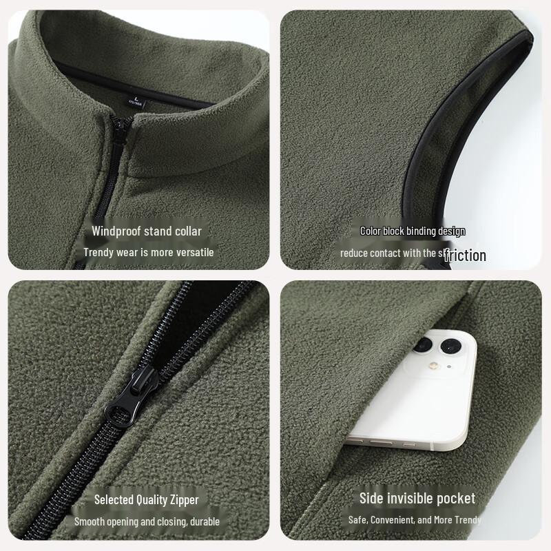 Jeanswest Men's Winter Fleece Lined Stand-Up Collar Vest