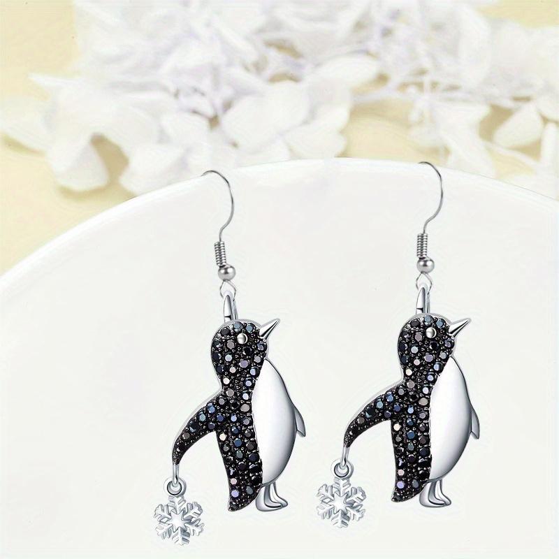2pcs  Grace Penguin Snowflake Pendant Earrings Valentine's Day Anniversary Birthday Party Gift New Year Jewelry