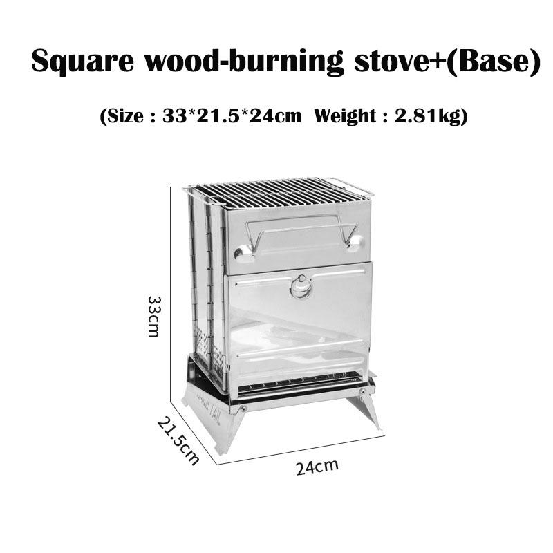 Foldable Camping Wood Burning Stove Stainless Steel Portable Backpacking Stove for Outdoor Cooking Picnic Hiking BBQ - Large