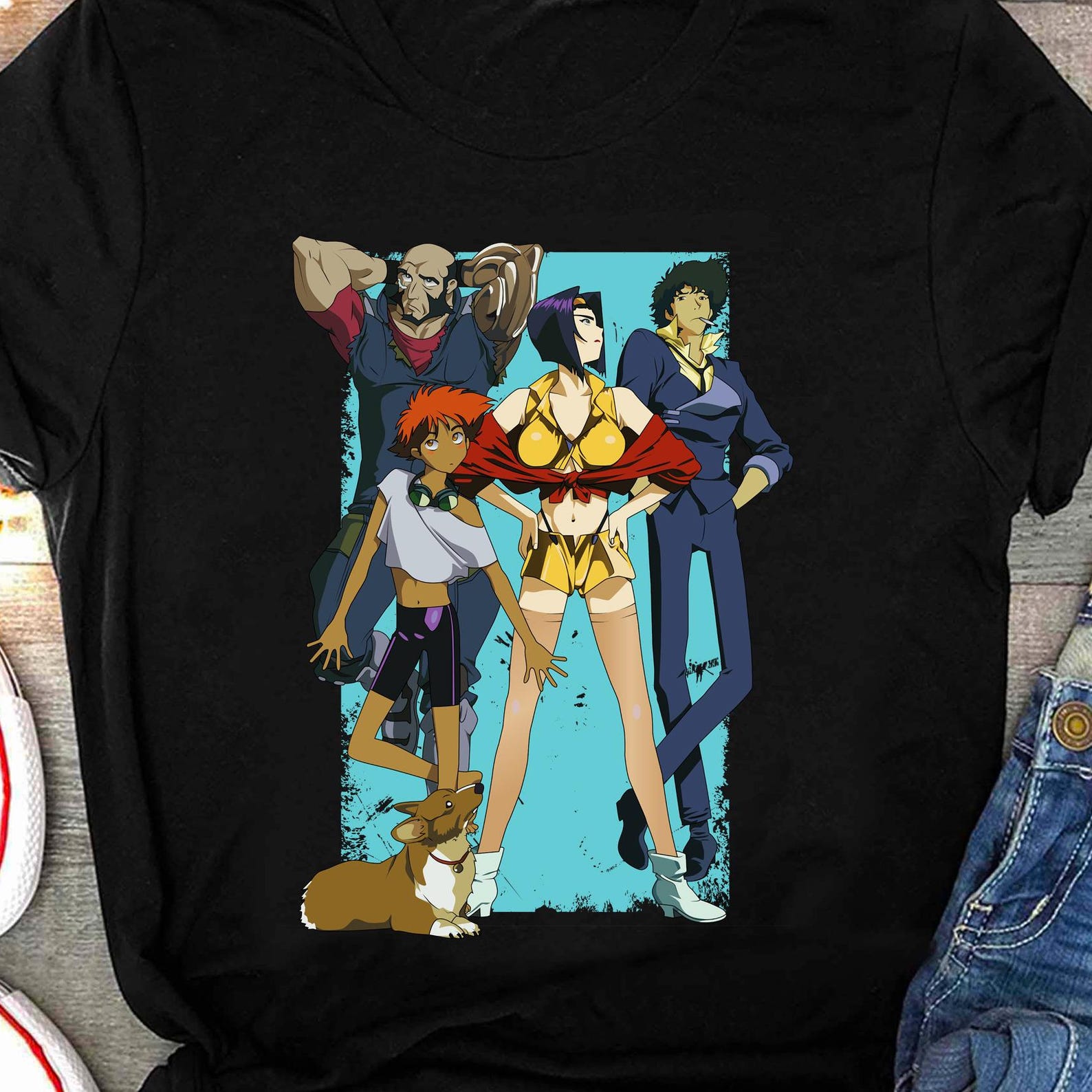 Cowboy Bebop Spike, Faye, Jet, Ed, Ein Shirt, Bounty Hunter Anime Tee, Spike Spiegel Manga Art, Space Serenade Japanese 90s Anime Gift 4XL