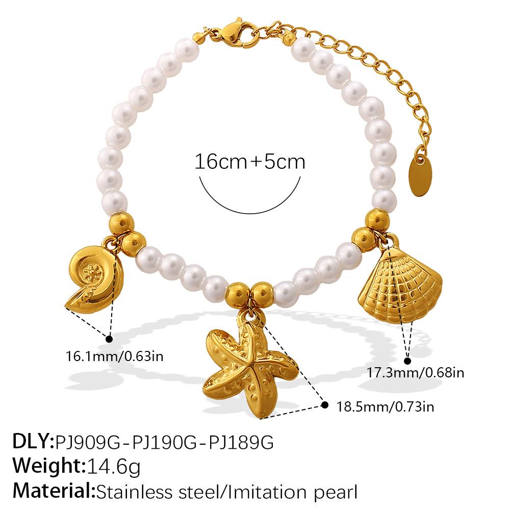 Seaside vacation wind shell starfish imitation pearl bracelet necklace niche design high-end suit women