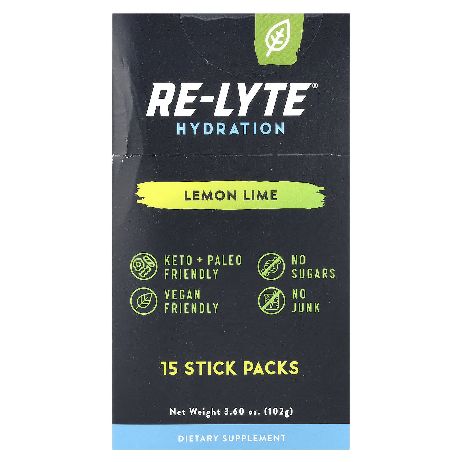 

Redmond Trading Company, Re-Lyte® Hydration, Лимон-лайм, 15 стік-пакетиків, 0,24 унції (6.8 г) кожен