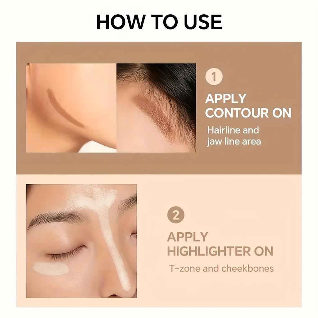 Dual-Ended Highlight & Contour Stick 3D Facial Sculpting Long-Lasting, Waterproof & Sweatproof, Skin-Tone Illumination Makeup Stick