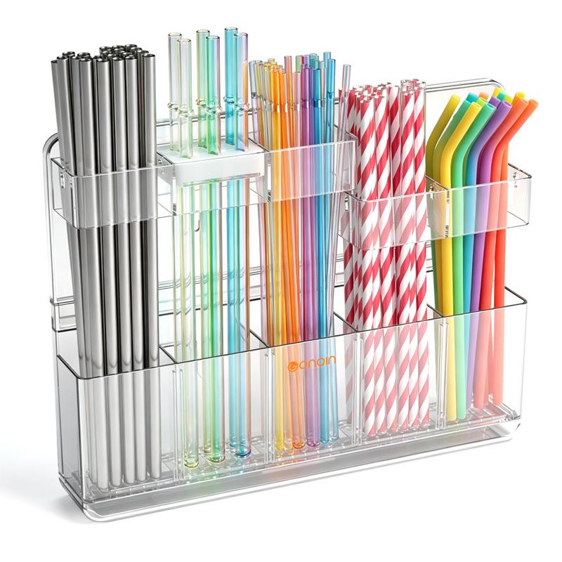 Transparent Wall-Mounted Holder: Organizer for Straws, Chopsticks, Pens, Remote Controls, and More