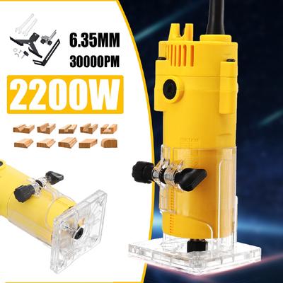 Wood Laminate Router Electric Trimmer Wood Tool 2200W 30000rpm Trimming Carving Milling Machine Set for Woodworking