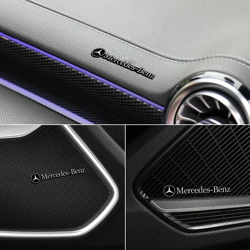 4pcs Car 3D metal Aluminum audio decorate Emblem Stickers for Mercedes-Benz W210 W211 W212 W221 W222 A C E G S R CLS CLA CLK SLK FD1