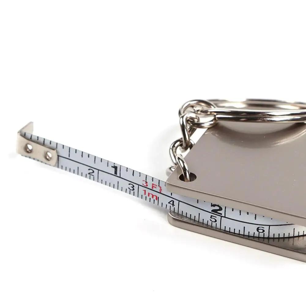 Metal Tape Measure Keychain Stainless Steel Retractable Ruler Key Ring Practical Small Tools Measuring Tools Tape Measure