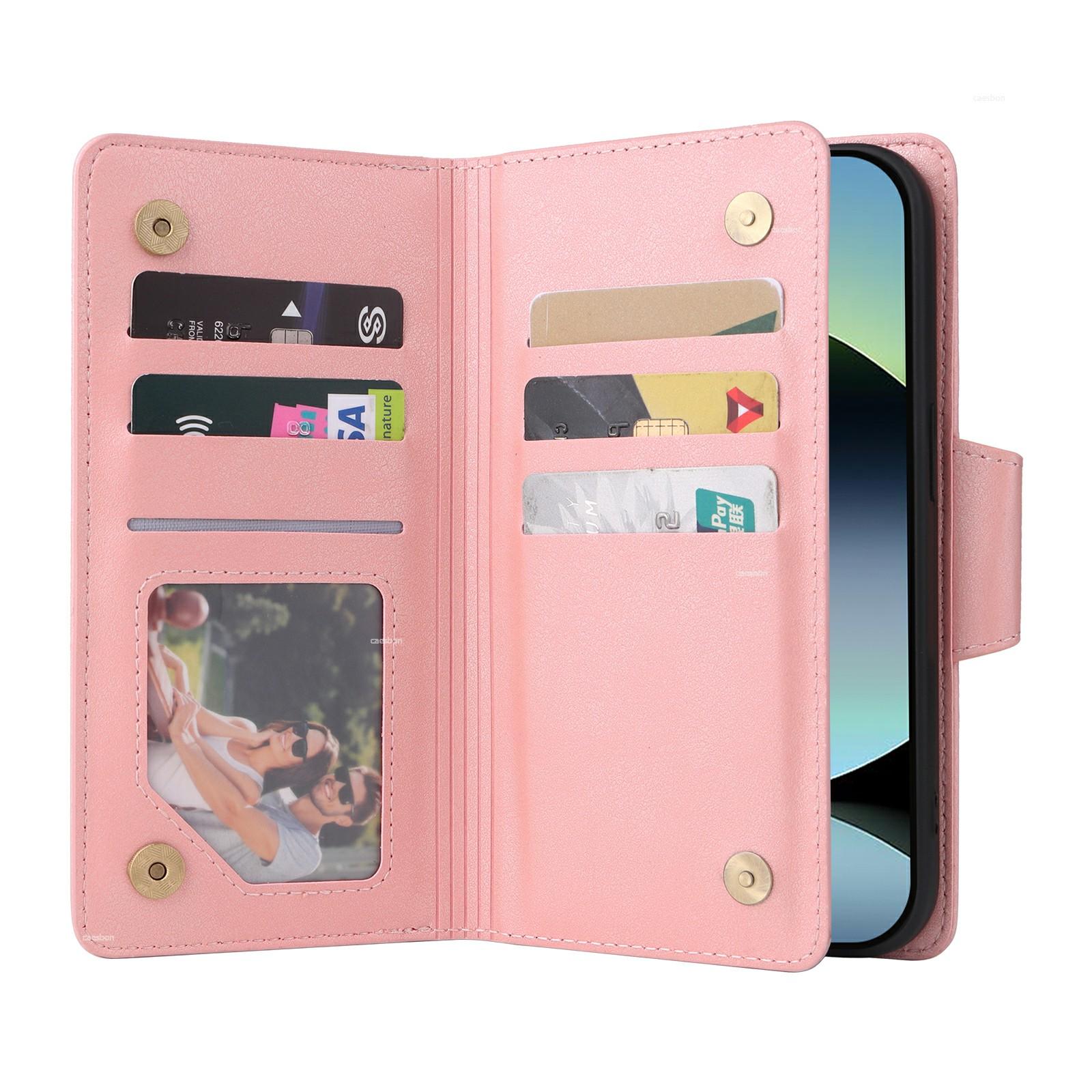 

For Xiaomi Redmi Note 14 4G (164.84mm) Case Zipper Wallet Leather Stand Phone Cover Rivet Decor Blue