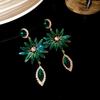 Inlaid Rhinestone Round Flower Fringed Earrings for Women Exaggerated Personality Drop Earring Luxury Designer Zircon