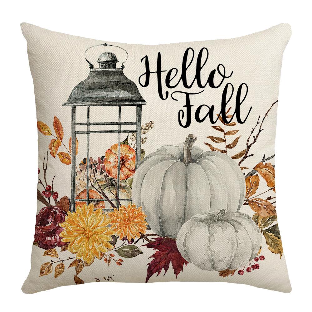 

New Autumn Thanksgiving Throw Pillow Cover Pumpkin Garland Home Decor Supplies Linen Throw Pillow Cover 45 * 45Cm (excluding pillow core)