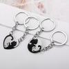 Keychain Heart Matching Cat Design Titanium Steel Keychain Pendant Bright Color Key Holder Bags Cars Wallets Accessories