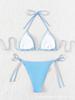 2024 European & American Sexy Solid Color Tie-Up Bikini Swimsuit - Women's Split Swimwear