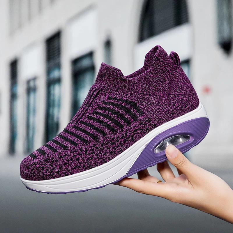 2026 New Foreign Trade Casual Shoes Breathable and Lightweight Mom Shoes Lace Up Air Cushion Sports Shoes for Women
