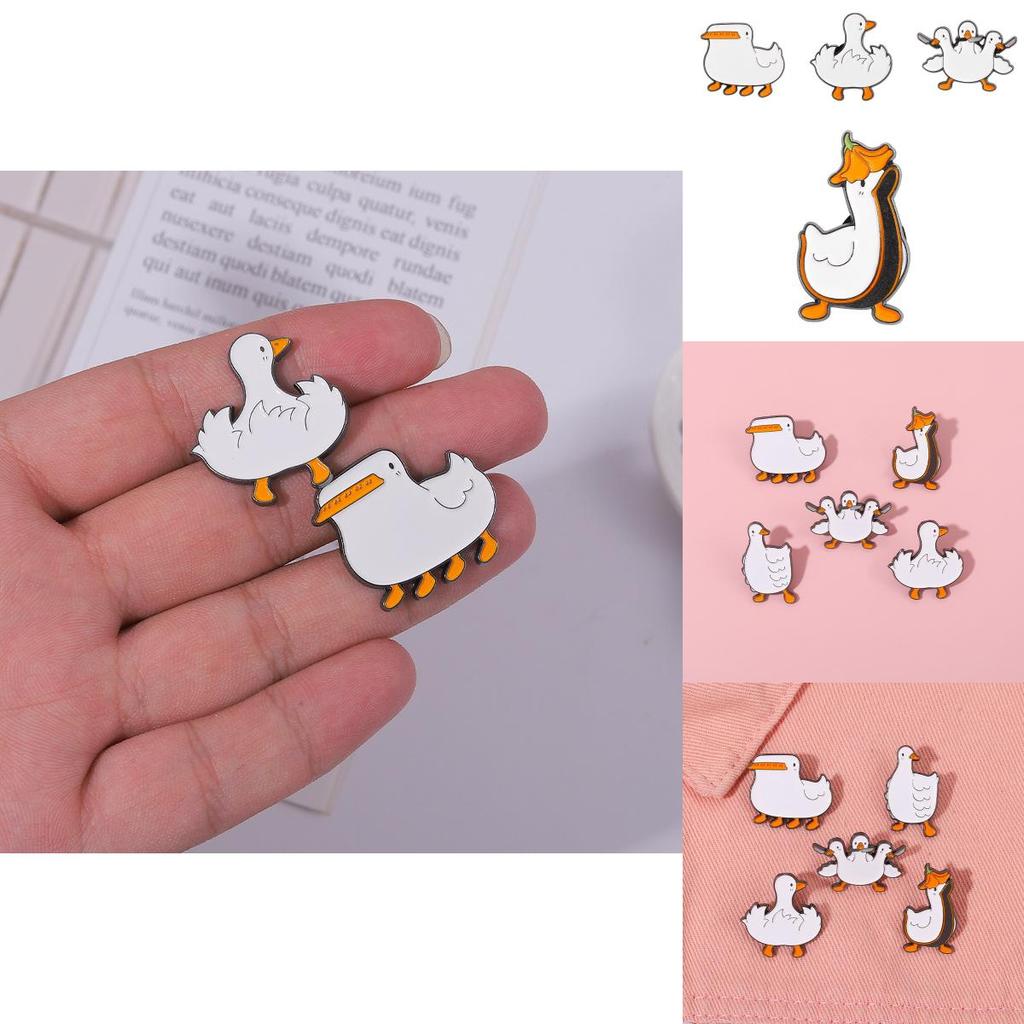 Unique Stylish Duck Brooch Three Headed Design Fun Goose Metal Pin For Clothing