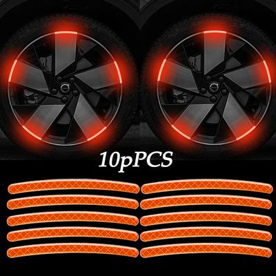 10pcs Car Wheel Hub Reflective Sticker Decorative Strips For Volkswagen Golf 4 5 7 6 Chevrolet Cruze Honda Civic Accord 2025