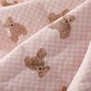 Light Yellow Pink Plaid Quilted Bear Print Cotton Vest Jacket