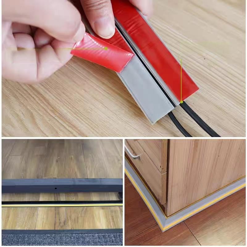 1Roll 1m/2m Wire Slot Wire Organizer Cable Cover Extension Wiring Duct Protector Cord Protector Floor Cord Cover Power Cable