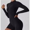 European-American Zipper Long-Sleeve Sexy Tight Jumpsuit - Brushed Nude Yoga Suit