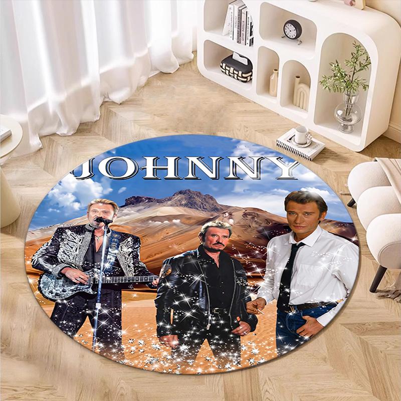 French legendary rock singer and actor Johnny Hallyday Round Carpet Soft Home Decoration Corridor Table and Chair Anti slip Outdoor Floor Mat rug H21