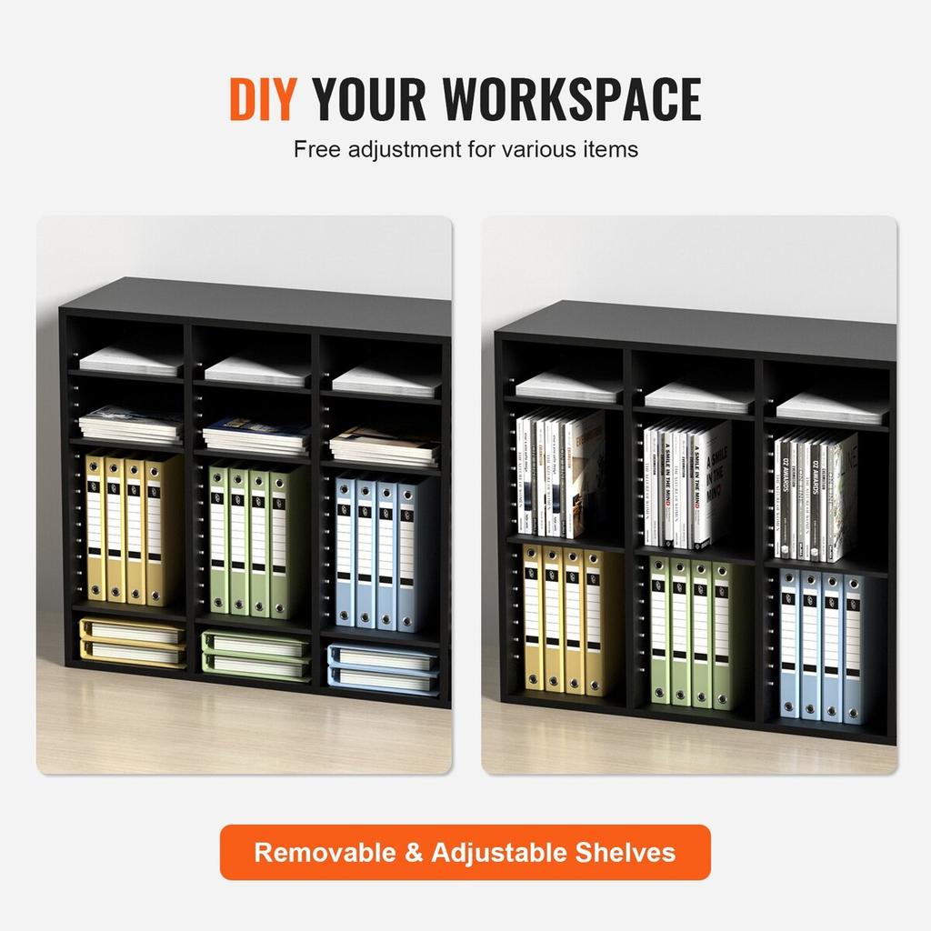 Wood Literature Organizer, 36 Compartments, File Sorter with Removable Shelves, Mailboxes Slot for Office Home Classroom Mailrooms Organization, EPA