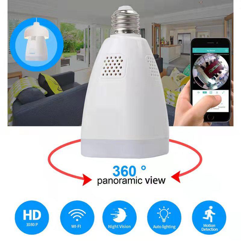 Tuya Smart 360° VR Panoramic Camera with E27 Lamp Holder - Dual Light Source Wireless Home Camera