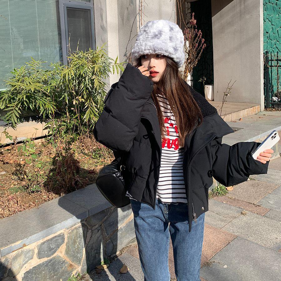 

Новая пуховая одежда с хлопковой набивкой для женской зимы, короткая, корейская версия, хлопковая одежда, утолщенные и свободные куртки с хлопковой набивкой L чёрный