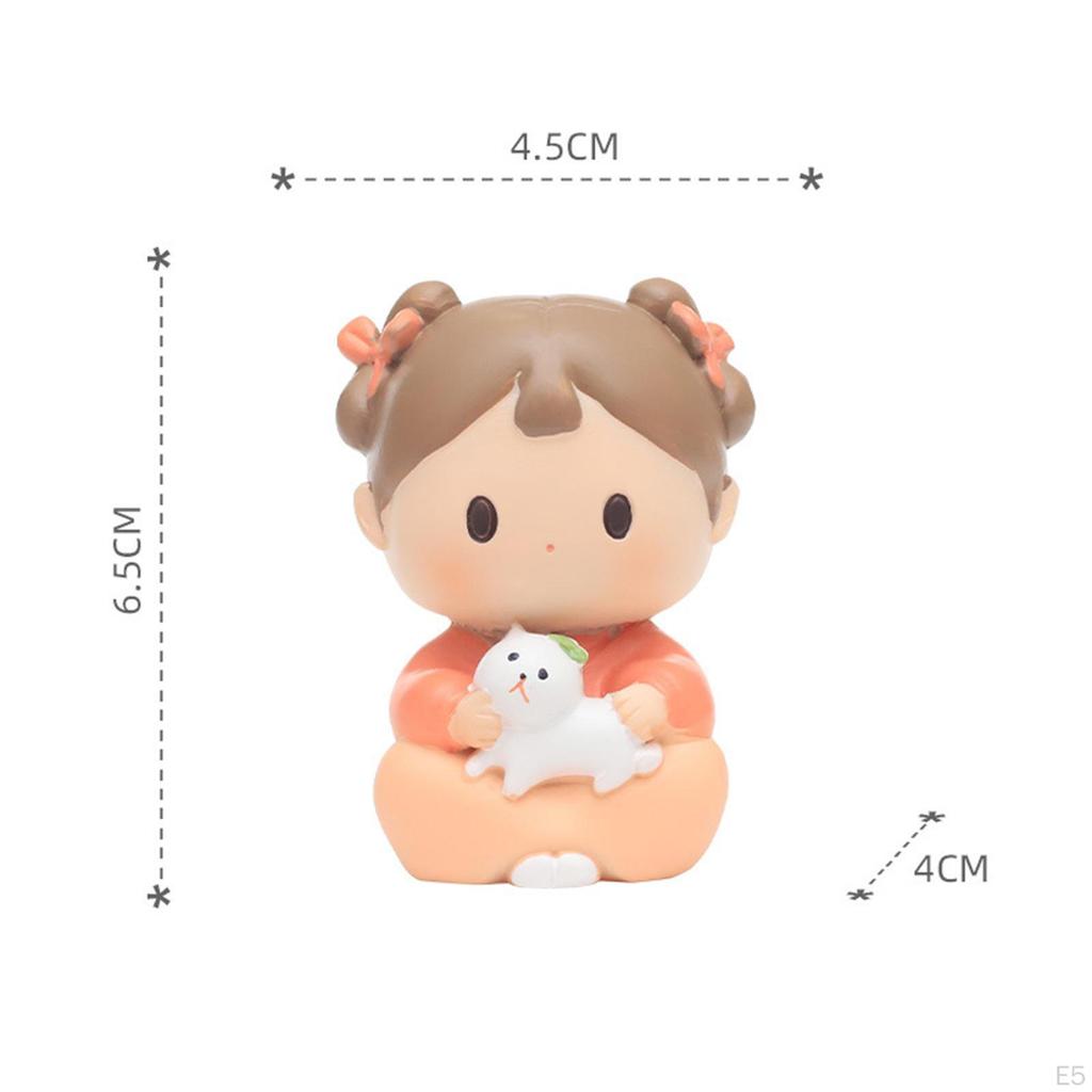 Girl Statue Desktop Ornament Miniature Table Sculpture for Shelf Home Decor