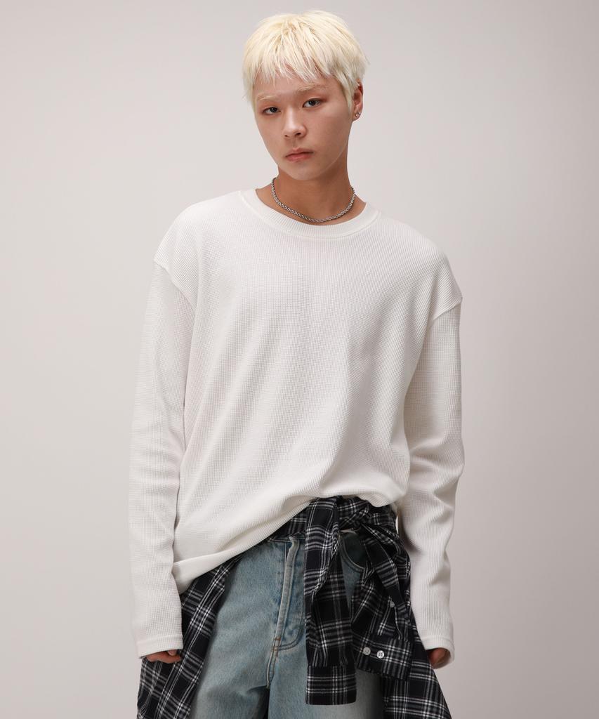 Dibellobeu Basic Waffle Long Sleeve_Ivory