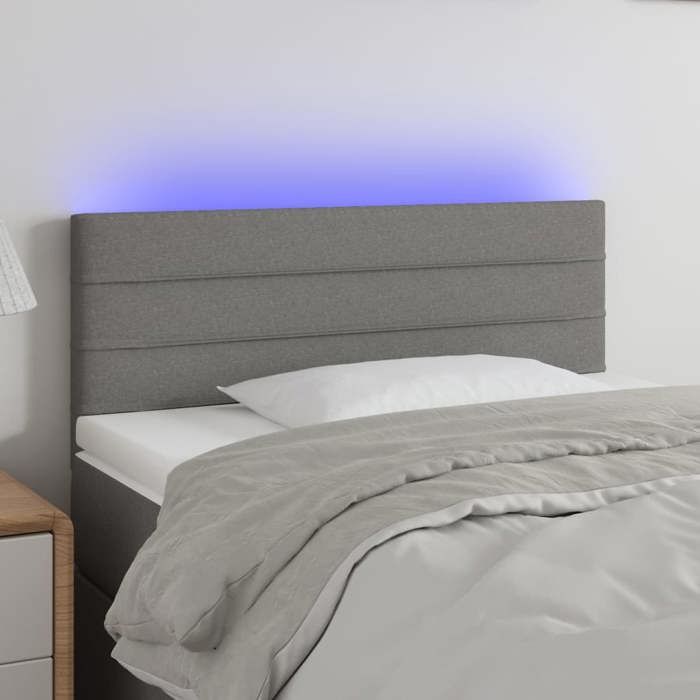 VidaXL Tête de Lit à LED Meuble de Chambre à Coucher Accessoire de Lit Simple Tête de Cadre de Lit Intérieur Gris Foncé 3121727