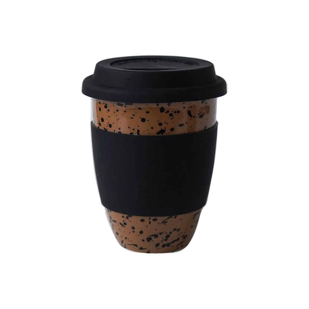 1Pc Ink-Splattered Ceramic Coffee Cup with Lid, Nordic Style Minimalist Cupware, Beautifully Designed, Suitable for Home Decor Tableware