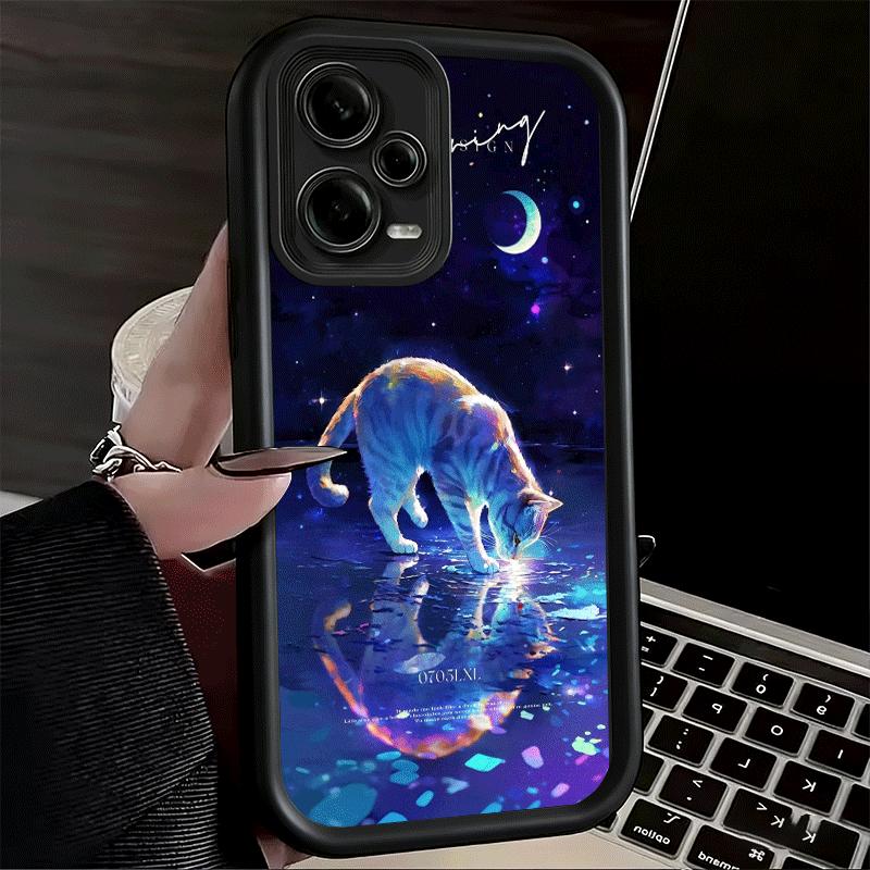 

Night Moon Cat Dreamy Art Soft Phone Case for Xiaomi Poco X7 X6 X5 Pro X4 Gt X3 F7 Ultra M8 M7 Redmi 15C 15 14C 13 13C 12 12C 10 Xiaomi Redmi 12