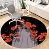 1pc Ghost Flowers Office Round Area Rug,  Mat Suitable For Office, Under Office Chairs Bedroom Living Room Home Decor, Room Deco