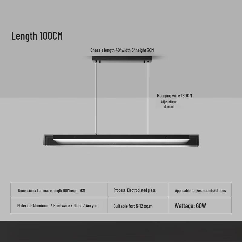 Nu Style Linear Glass Pendant Light, 100cm