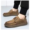 Mens Genuine Leather Casual Shoes Round Toe Low Heel Breathable Slip Resistant Fashion Dress