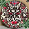 Vintage Bon Jovi Round Metal Tin Sign Wall Art Decor for Bar Kitchen Restaurant 8x8 Inch
