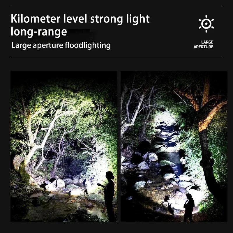 Ultra Bright Flashlight ABS Strong Light Focusing LED Flash Light Rechargeable Zoom Xenon Forces Outdoor Multi-function Torch