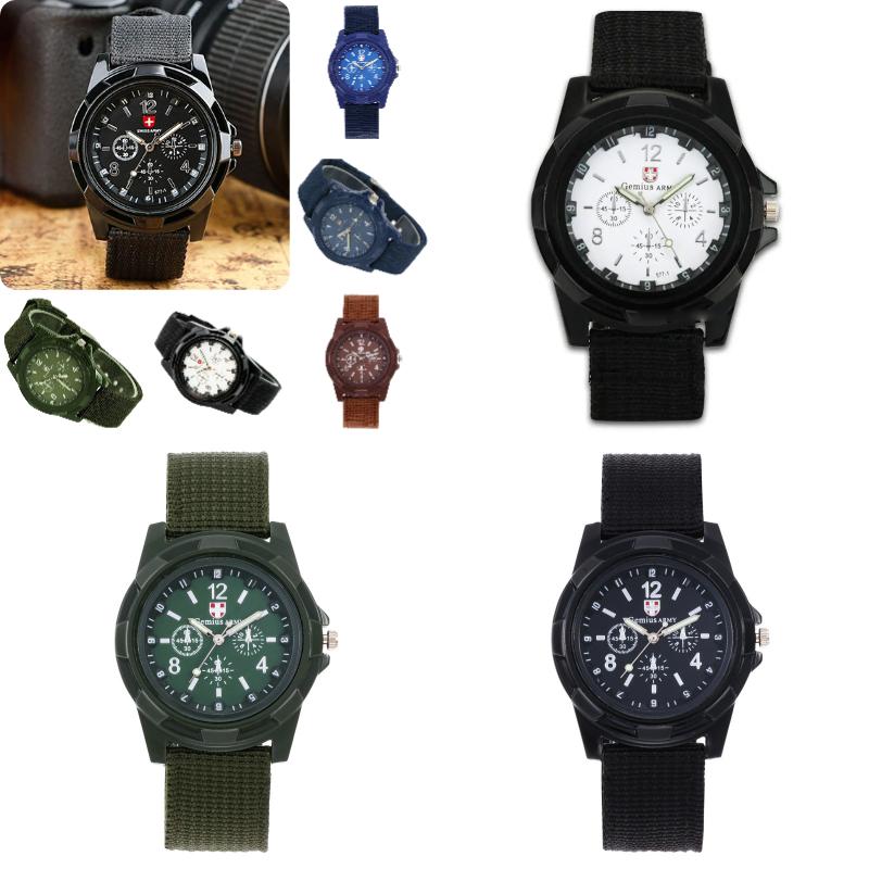 Gemius Army Sports Watch Woven Strap Stainless Steel Buckle Daily Use Man Gift