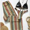 Women S Three Piece Swimsuit Set Knit Lace Up Long Pants Bikini For Beach Vacation