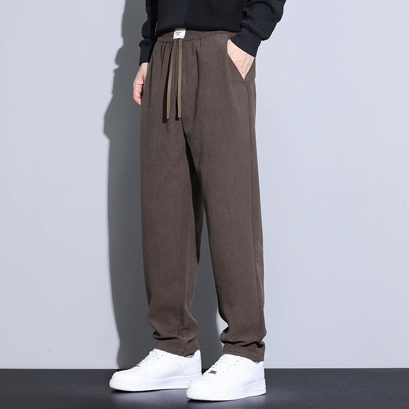 

Spring Men s Casual Pants Straight Leg Long Pants Are Trendy, Versatile, Elastic, Loose Fit, and Thick Velvet Pants XXXXXL чорний