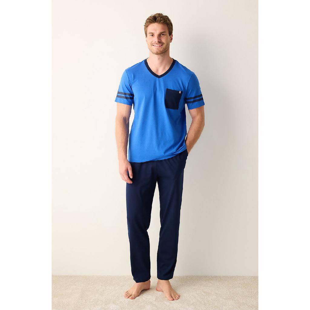 Navy Pocket Navy Blind Pants Pajama Set