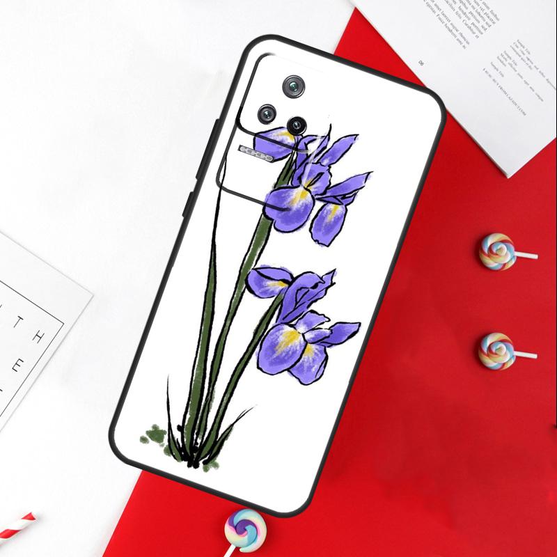 Iris Purple Flower Watercolor Cover For Xiaomi 14 Ultra 15 13 11T 12T 13T 14T Pro POCO X7 Pro X3 X5 X6 M6 F5 F6 Pro Case
