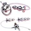 FRRK Adult Sex Toy Anal Plug Negative Chastity Cage Urethral Catheter 2-In-1 Stimulation Buttplug Penis Cage Male Slave Games
