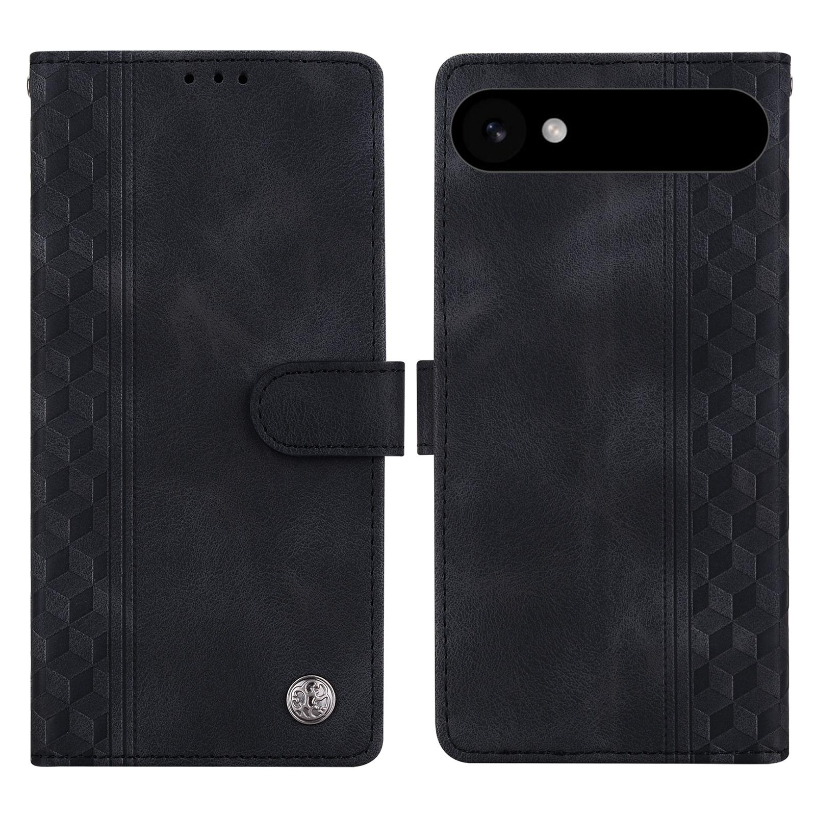 

For iPhone 17 Air Leather Case Imprinted Checkered Pattern Wallet Stand Flip Phone Cover Black