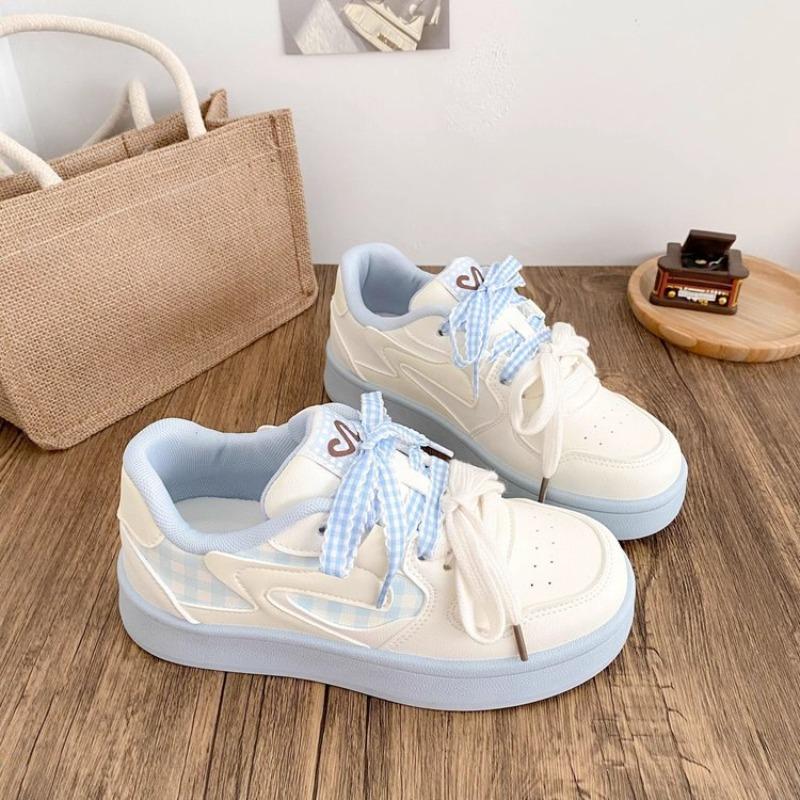 College style bread shoes autumn new plaid pair of shoelaces thick baseplate shoes fashion versatile casual shoes women