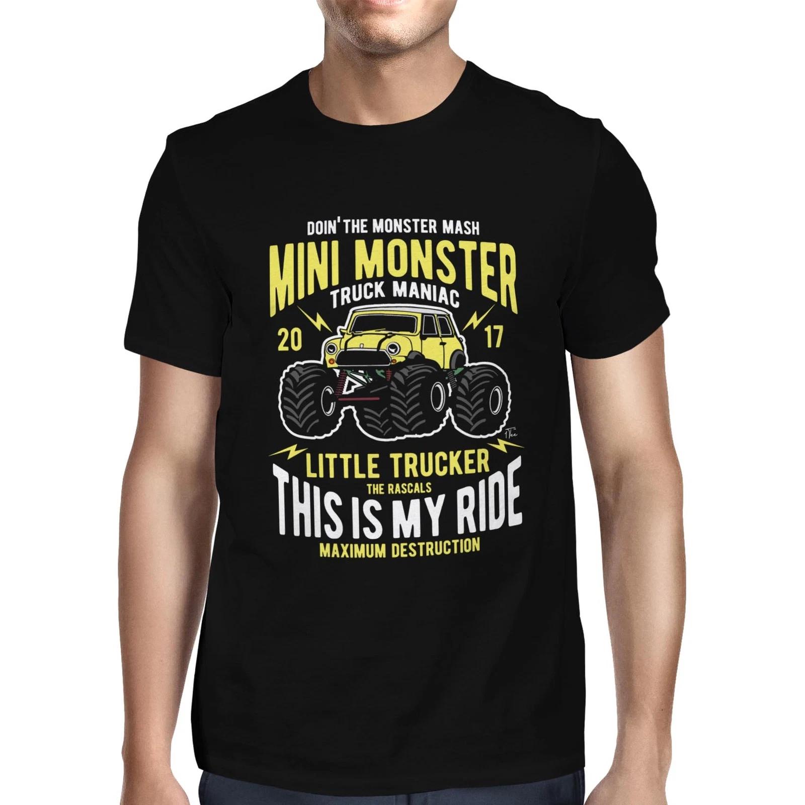 1Tee Mens Mini Monster, Little Trucker T-Shirt L
