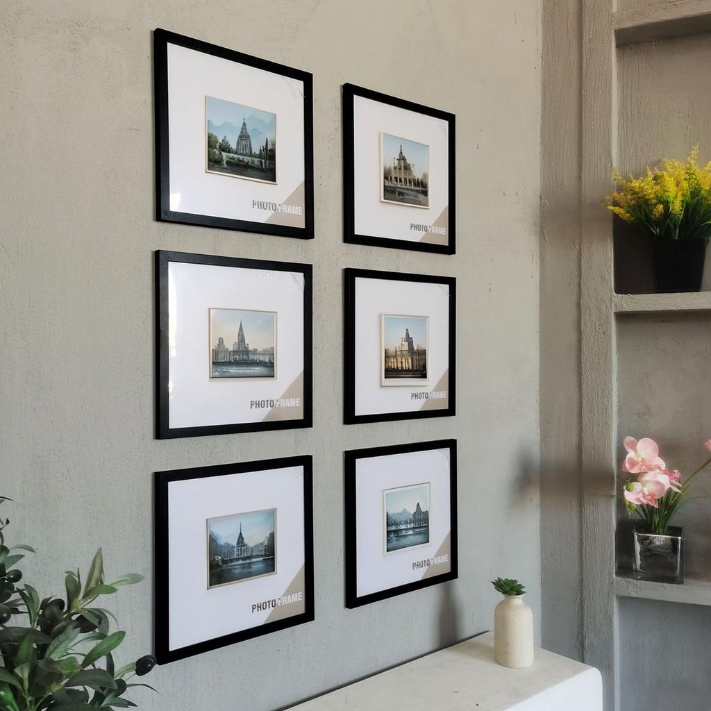 5pc Square Photo Frames Set - 15/20/25/30cm Wooden Wall & Tabletop Home Decor Commemorative Gift for Wedding/Gallery Wall(4 Size