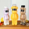 Transparent 500ml Cute Bear Design Milk Tea Bottle Disposable PET Juice Bottle Cartoon Bear Portable Juice Yogurt Bottle