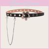 Punk Inspired Leather Belt For Women With Alloy Pin Buckle And Geometric Detailing For Daily Use