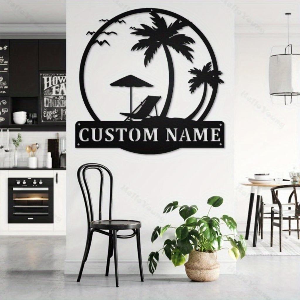 Customizable Beach Metal Sign Silhouette Surname Decor Hot Sale for Porch Garden Home Restaurant Party