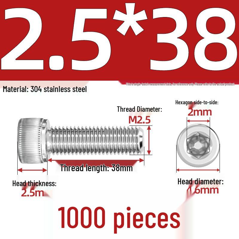304 Stainless Steel Hex Socket Head Cap Screws, M2-M10, Extended Length